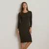 Ralph Lauren Chain-print Three-quarter-sleeve Dress In Multi
