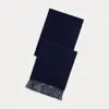 Ralph Lauren Chalk-stripe Cashmere-wool Scarf In Blue