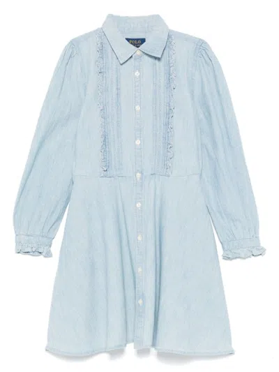 Polo Ralph Lauren Kids' Chambray Mini Dress In Blue