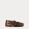 Ralph Lauren Purple Label Equestrian Buckle Leather Belt In Brown