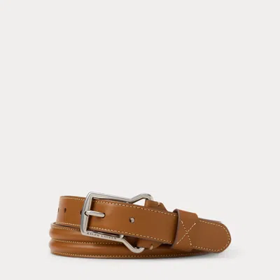 Ralph Lauren Channel-quilted Calfskin Belt In Rl Gold In Pink