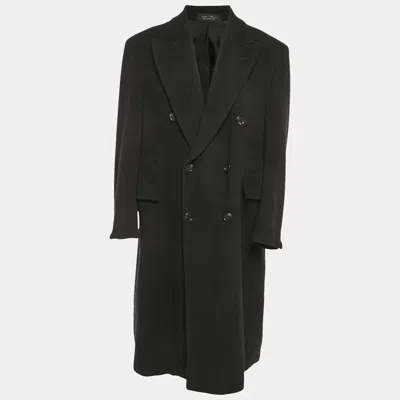 Pre-owned Ralph Lauren Chaps  Vintage Black Wool Felt Double Breasted Coat Xxl