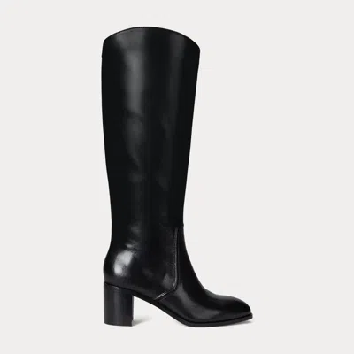 Ralph Lauren Charly Burnished Leather Tall Boot In Black