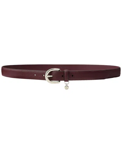 Ralph Lauren Charm Crosshatch Leather Belt In Dark Garnet