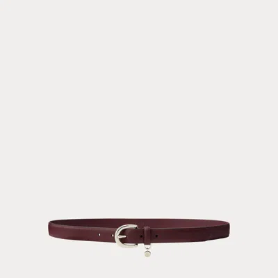 Ralph Lauren Charm Crosshatch Leather Belt In Dark Garnet