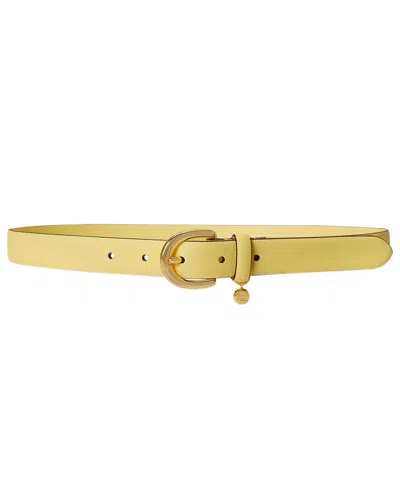 Ralph Lauren Charm Crosshatch Leather Belt In Lemon Sorbet In Neutral