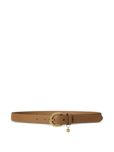 Ralph Lauren Charm-crosshatch Leather Belt In Brown
