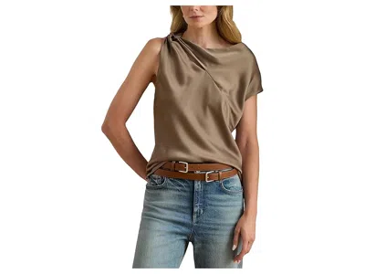 Ralph Lauren Charmeuse Asymmetrical Blouse In Brown