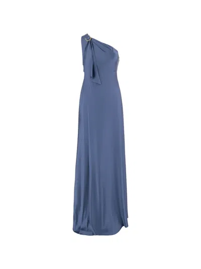 Ralph Lauren Charmeuse One-shoulder Maxi Dress In Blue