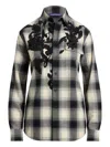 Ralph Lauren Cotton-cashmere Embroidered Check Leeann Shirt In Black