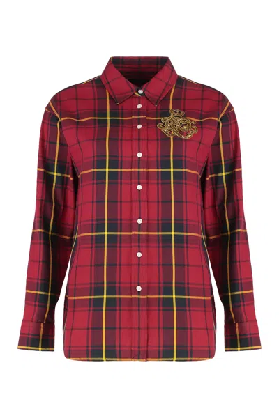 Ralph Lauren Checked Cotton Twill Shirt In Red