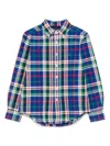 Polo Ralph Lauren Big Boys Plaid Cotton Oxford Shirt In Blue