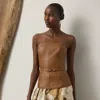 Ralph Lauren Buckle-detail Strapless Top In Brown