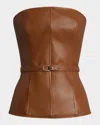 Ralph Lauren Buckle-detail Strapless Top In Brown
