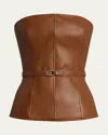Ralph Lauren Buckle-detail Strapless Top In Brown