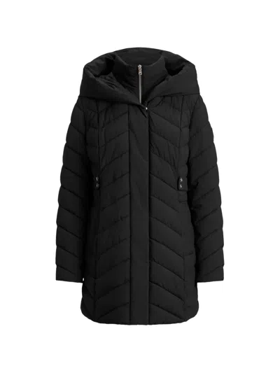 Ralph Lauren Chevron-quilted Hooded Coat In Black