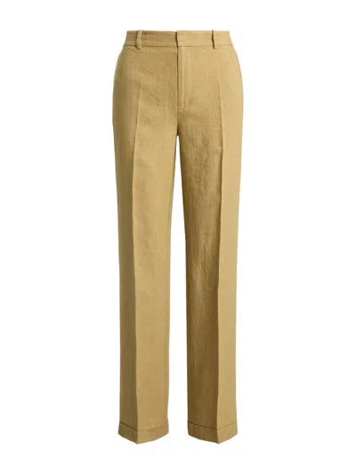 Ralph Lauren Chic Linen Trousers For Women In Neutral