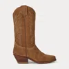 Ralph Lauren Chilton 40 Mm Calf-suede Cowboy Boot In Brown