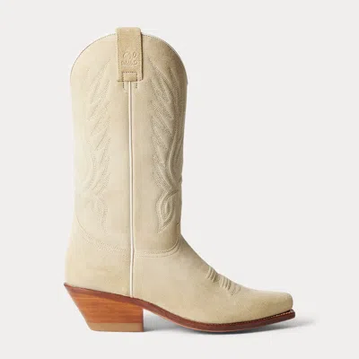 Ralph Lauren Chilton 40 Mm Calf-suede Cowboy Boot In Icon Tan