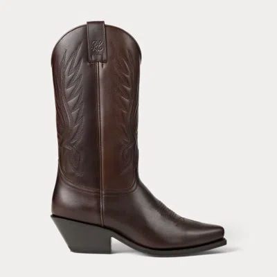 Ralph Lauren Chilton 40 Mm Vachetta Cowboy Boot In Luggage Brown