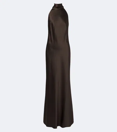 Ralph Lauren Halterneck Tie-fastening Maxi Dress In Animal Print