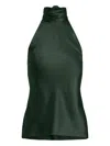 Ralph Lauren Chilton High-neck Tie-neck Top In Green