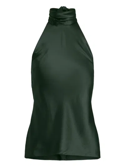 RALPH LAUREN CHILTON HIGH-NECK TIE-NECK TOP