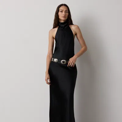 Ralph Lauren Chilton Stretch Satin Evening Dress In Black
