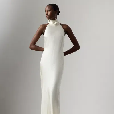Ralph Lauren Chilton Stretch Satin Evening Dress In Lux Cream In White