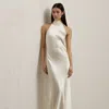Polo Ralph Lauren Chilton Stretch Satin Evening Dress In Lux Cream