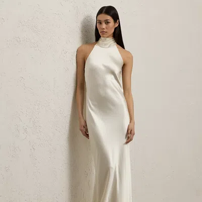Polo Ralph Lauren Chilton Stretch Satin Evening Dress In Lux Cream