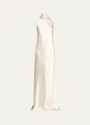 Polo Ralph Lauren Chilton Stretch Satin Evening Dress In Lux Cream
