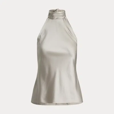 Ralph Lauren Chilton Stretch Silk Charmeuse Top In Gray