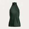 Ralph Lauren Chilton High-neck Tie-neck Top In Green
