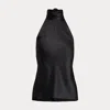 Ralph Lauren Chilton Stretch Silk Charmeuse Top In Black