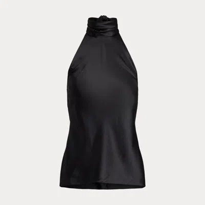 Ralph Lauren Chilton Stretch Silk Charmeuse Top In Black