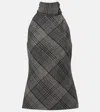 Ralph Lauren Chilton Fringed Scarf-detailed Checked Wool Turtleneck Tank In Black
