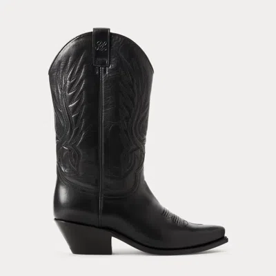 Polo Ralph Lauren Chilton Vachetta Leather Cowboy Boot In Black