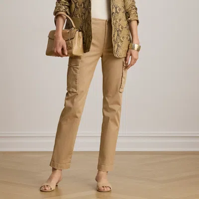 Ralph Lauren Chino Cropped Cargo Pant In Birch Tan In Brown