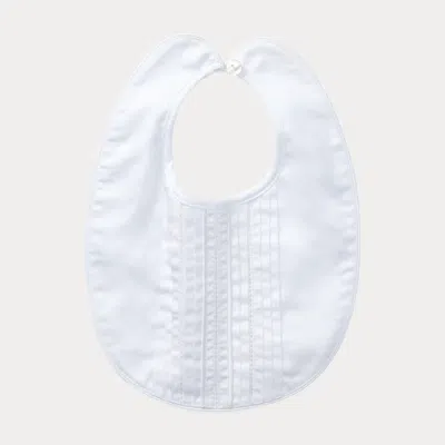 Ralph Lauren Babies' Christening Bib In White In Gold