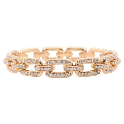 Pre-owned Ralph Lauren Chunky Chain Collection By  Pavé Diamond 18k Gold Chain Bracelet In Multi