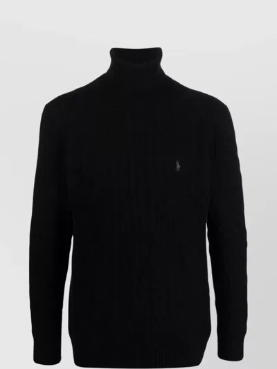 Ralph Lauren Chunky Knit Roll Neck Sweater In Blue