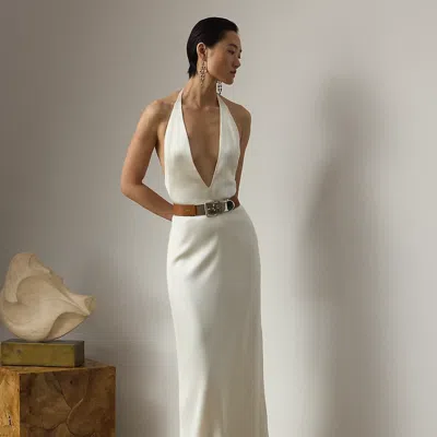 Ralph Lauren Cladwell Stretch Satin Evening Dress