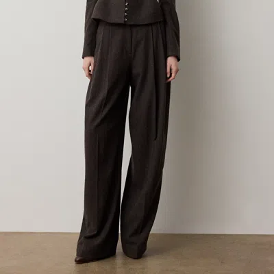 Ralph Lauren Clarice Wool Herringbone Pant In Taupe Grey Melange In Brown