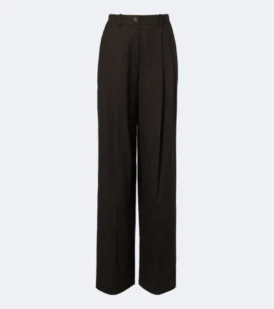 Ralph Lauren Clarice Wool Wide-leg Pants In Brown