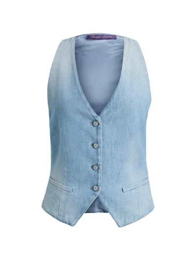 Ralph Lauren Clarissa Cotton Denim Vest In Blue