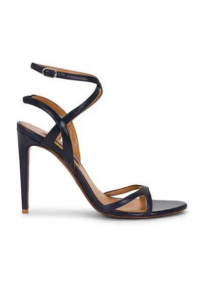 Ralph Lauren Clarke 95 Mm Calfskin Sandal In Lux Navy In Blue
