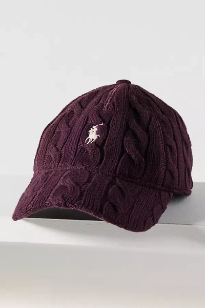 Ralph Lauren Classic Cable Baseball Cap In Burgundy