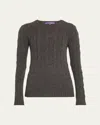 Polo Ralph Lauren Cashmere High-shine Cable-knit Sweater In Grey Htr