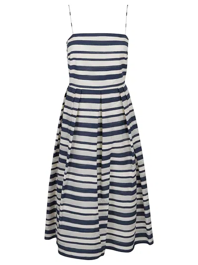 Ralph Lauren Striped Satin Sleeveless Cocktail Dress In Multi